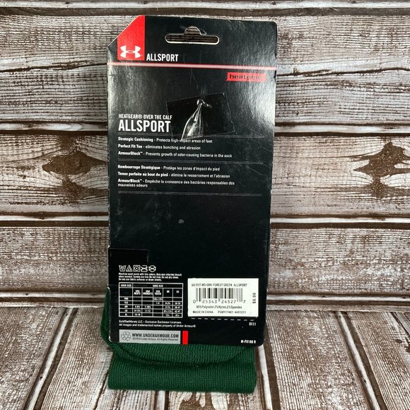 UNDER ARMOUR ALLSPORT Heatgear Over The Calf Socks Unisex M Forest Green NWT - Picture 2 of 4